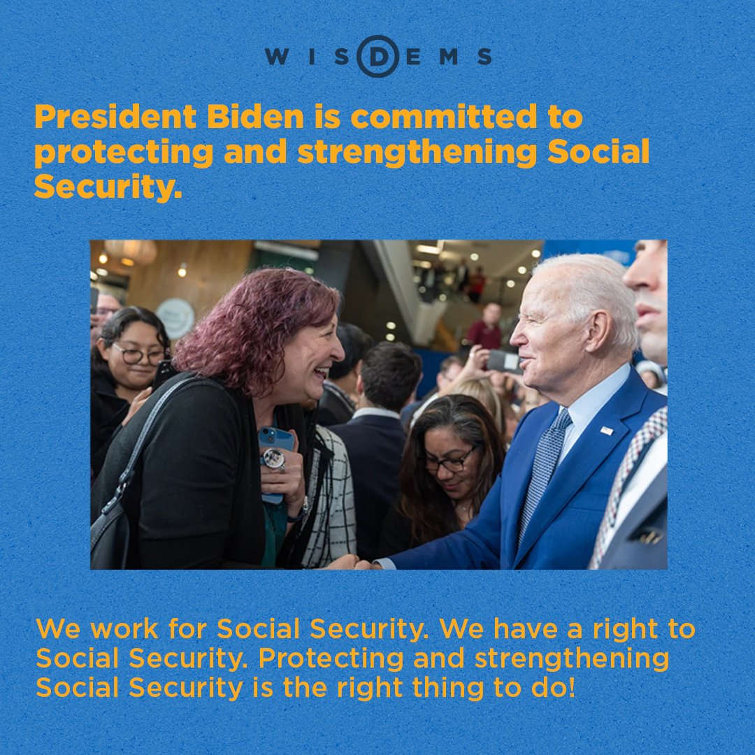 WisDems's tweet photo. Social Security is the earned benefits created by generations of Wisconsinites working with the intention of having security in retirement. 

The GOP is threatening that crucial safety net, while Democrats are proud to work to save and expand this service every day. https://t.co/3VYU4JndIq