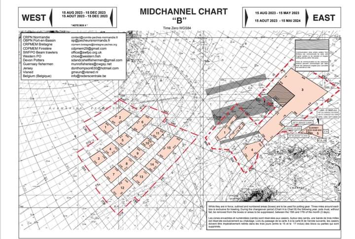 ***MID CHANNEL BLOCKS** 

As usual, the crabbers will begin changeover on August 15th - that means that they will be moving static gear from the boxes in Chart A, to those in Chart B.

Chart B becomes fully operational on the 18th August.