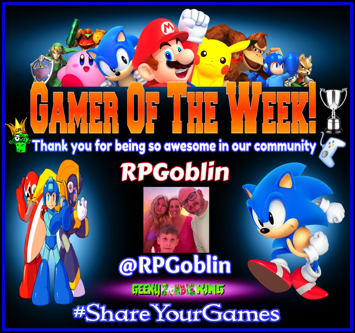 GeekyZombieKing's tweet photo. #GamerOfTheWeek goes out to @RPGoblin Congrats!
Another cool gamer in our community that loves gaming! and a very nice page to visit and to check out!
Be sure to show your support and give a awesome follow while you're there.
#ShareYourGames https://t.co/Tk1WHSd61o