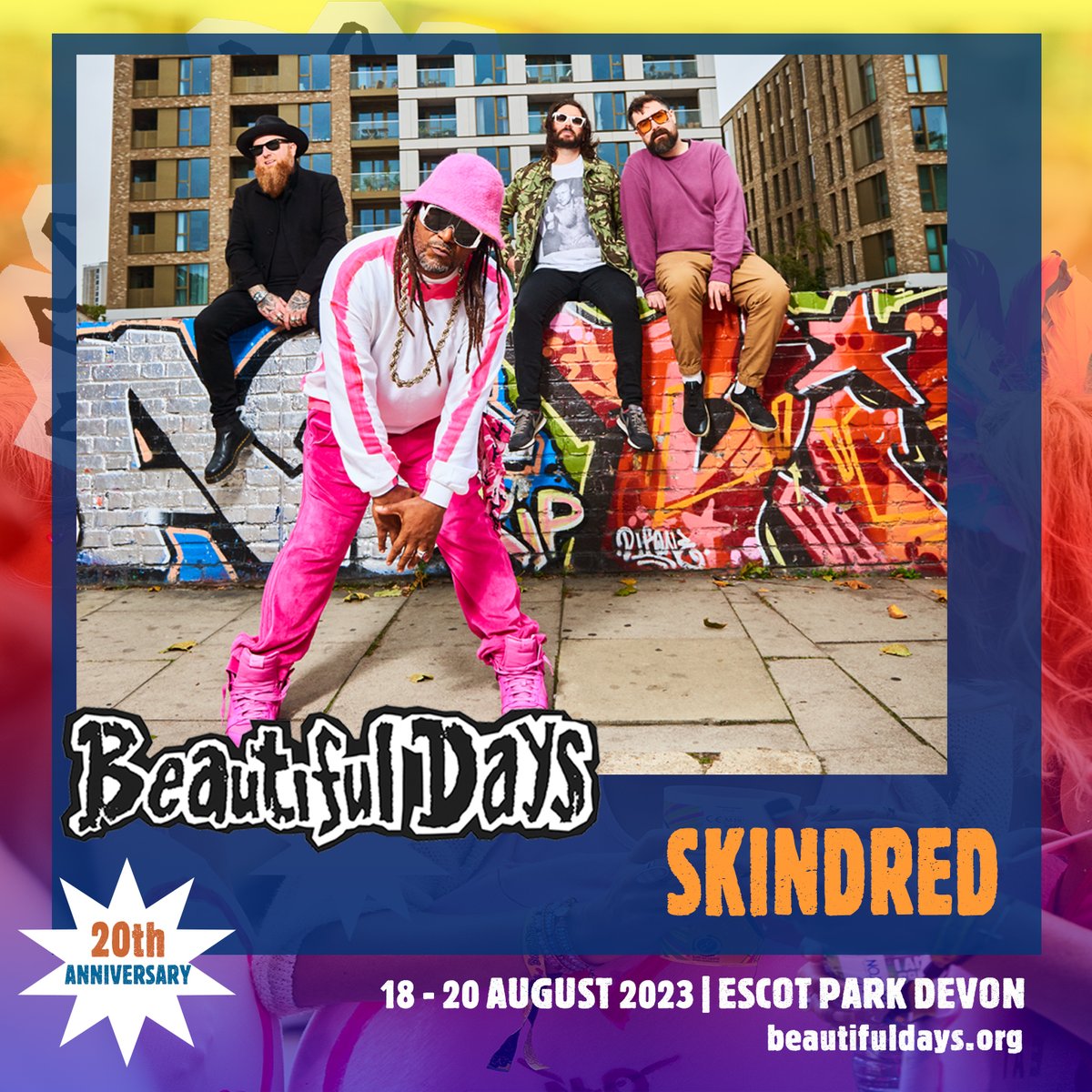 We are very happy to announce that the brilliant @Skindredmusic will play our Main Stage before Levellers on Sunday night 💥💥 Not only one of the best live bands around, they are currently at #2 in the Official Album Chart with their new album SMILE🙌