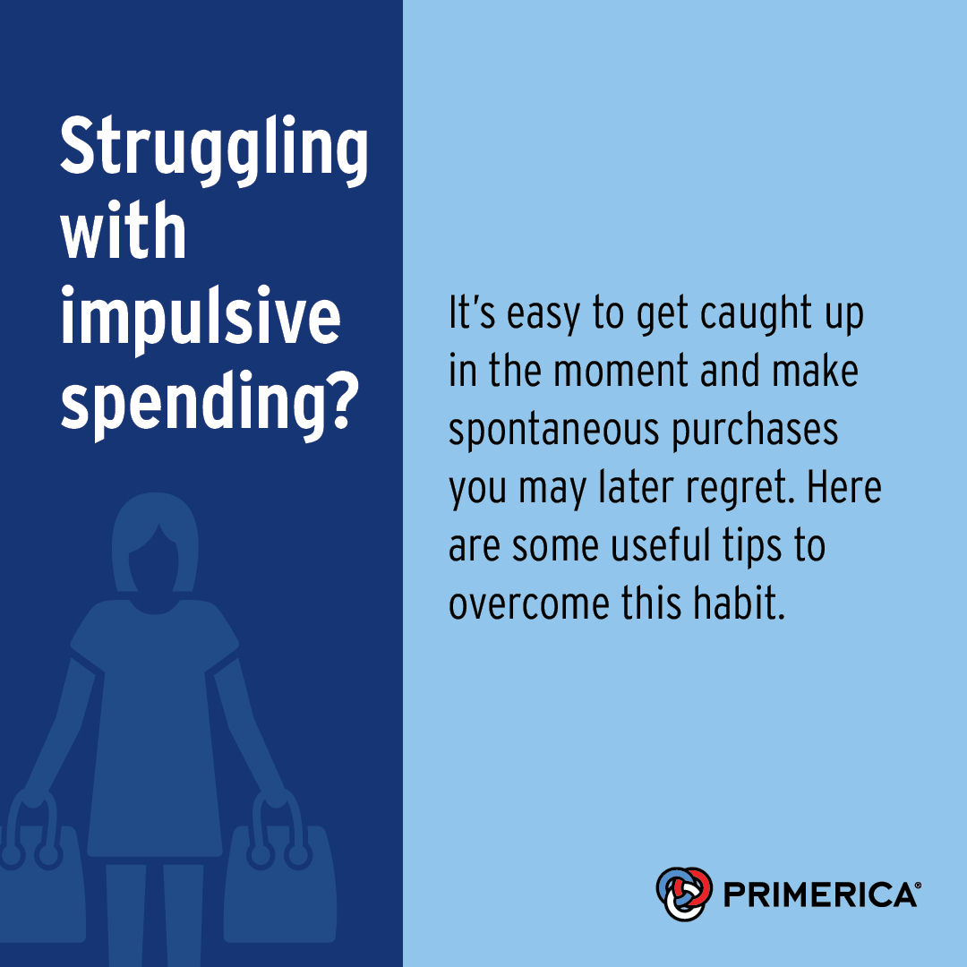 Primerica's tweet photo. Overcoming impulsive spending takes practice and patience. Is this something you’re working to improve on? Here are three ideas that could help! Let us know in the comments if you have any additional tips! https://t.co/b2IHD4Ykxi