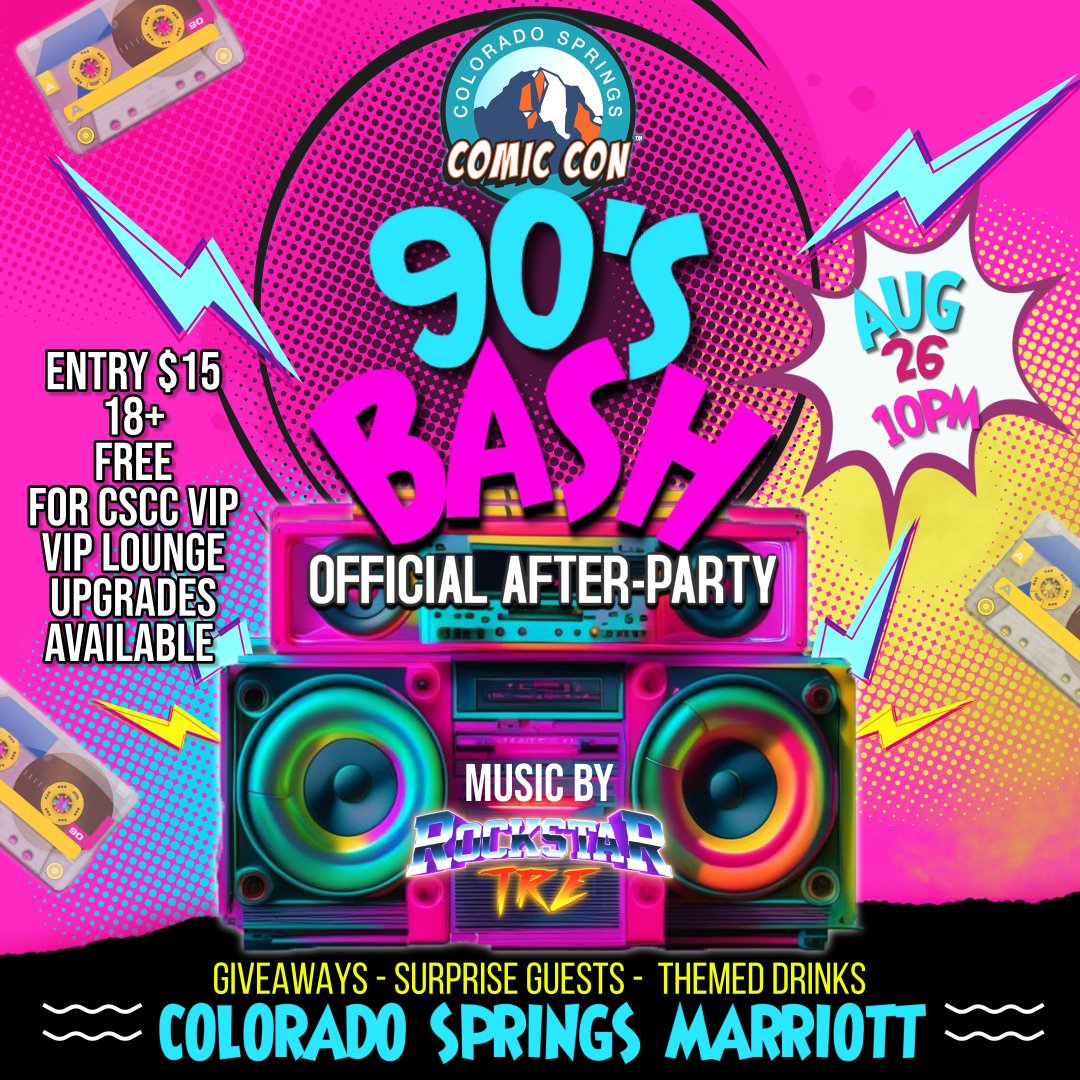 It may 2023, but for one night - August 26th - we're gonna party like it's the 90s with <a href="/rockstardjtre/">Rockstar DJ TRE</a> at the Colorado Springs Marriott! VIPs, your admission is free! 18+ Party tickets &amp; upgrades to the VIP Lounge are still available at tinyurl.com/90sAfterParty