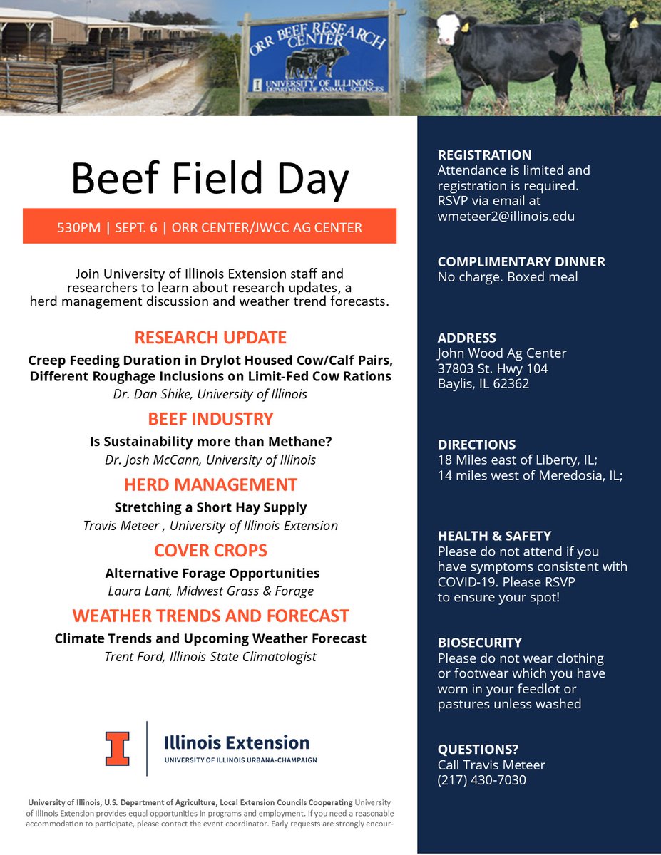 Save the Date! The Orr Beef Research Center Field Day will be held on Wednesday, September 6th.