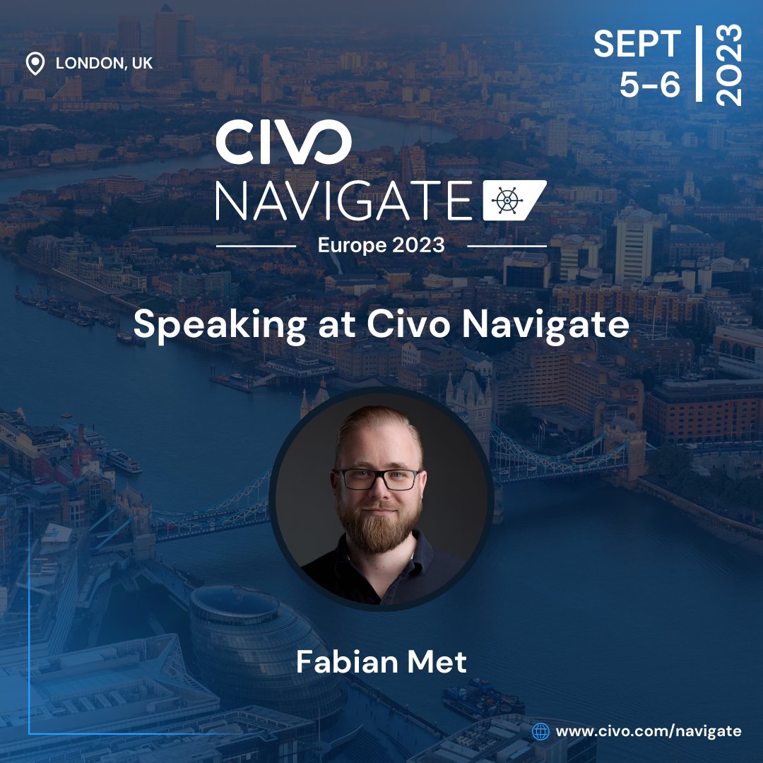 CivoCloud's tweet photo. Win friends and influence businesses in this upcoming Navigate EU talk from an absolute favorite of ours, @FabianMet, CTO of @fullstaq 💙 

Don't hesitate – sign up for Civo Navigate today! https://t.co/bE2U3z5DFr https://t.co/oS94slY9MK