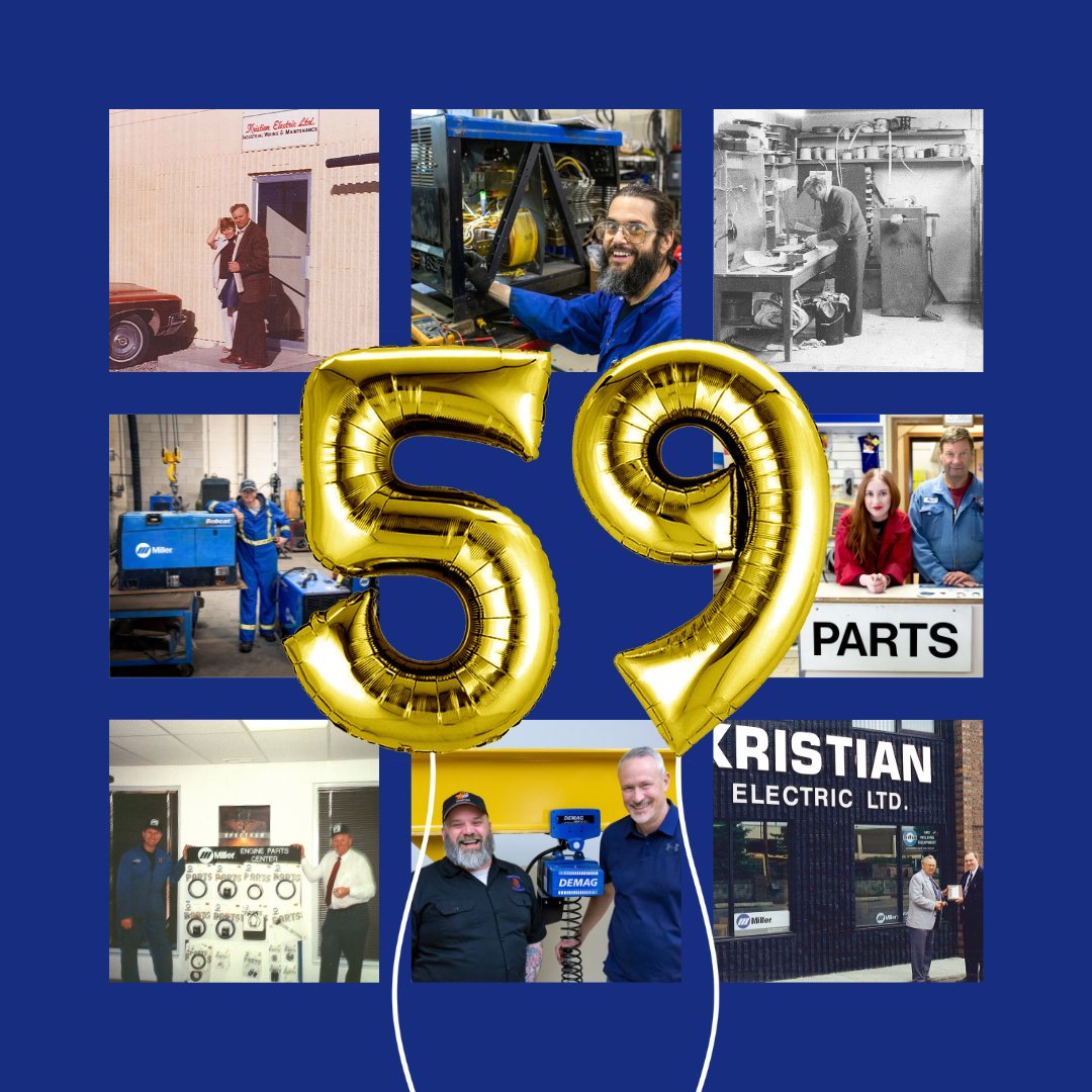 Yesterday we celebrated 59 years in business 🎉

Kris &amp; Bertha Gjertsen opened the doors to Kristian Electric on August 13, 1964. 59 years later, we open our doors in #Calgary, #Edmonton and #Saskatoon each weekday morning to help our customers with their welders and cranes.