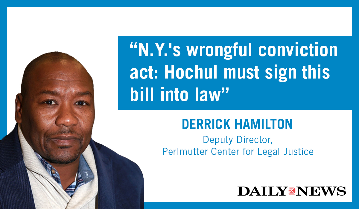 Perlmutter Center for Legal Justice Deputy Director Derrick Hamilton pens op-ed in <a href="/NYDailyNews/">New York Daily News</a> saying, "Wrongful Conviction Act will reduce crime, not increase it."

📰 brnw.ch/21wBDJU

#CardozoLaw