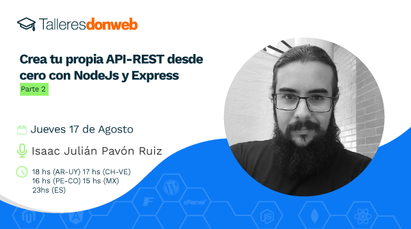 donwebcloud's tweet photo. ¡Este Jueves 17/08 @Altaskur te enseñará a conectar tu API con una base de datos y darle poderes con JWT para autenticación.
No te lo pierdas, inscríbete ¡CUPOS LIMITADOS!
👉 https://t.co/RFBZfR7MYZ
#talleresdonweb #NodeJs #Express #DonwebCloud #APIRest #DesarrolloWeb https://t.co/k1EYuoY6qb
