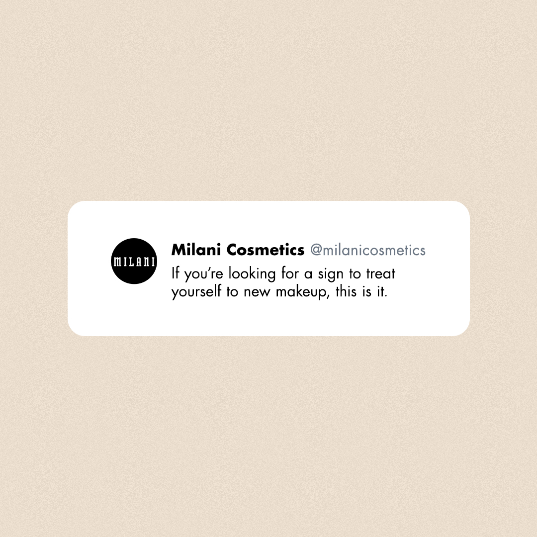 milanicosmetics's tweet photo. IDK who needs to hear this, but this is your sign to check out your Milani Cart rn✨🔮 

#milani #milanicosmetics #crueltyfree #beauty https://t.co/xsfP5cgr4L