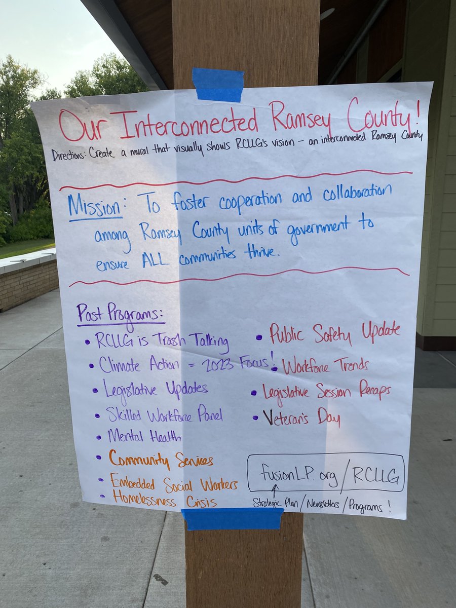 RCLLG's tweet photo. Last week we were thrilled to hold another great RCLLG social! We took time in groups to imagine what an ideal "interconnected Ramsey County" means to us. Great work and creativity to everyone involved! Thank you to those who attended. #RamseyCounty #RCLLG https://t.co/tC3Ct2M8ML