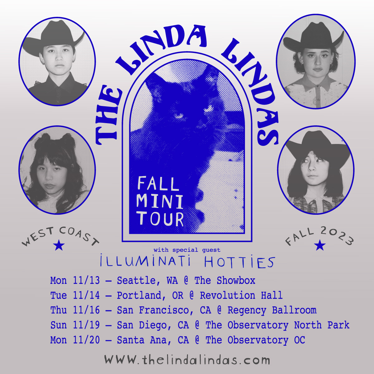 The Linda Lindas (@thelindalindas) on Twitter photo We’re so excited to announce we’ll be back up (& down) the west coast this year! 🌈🥳<a href="/illuminatihotts/">illuminati hotties</a> (!!!!!) will be joining us this fall for a mini tour, & we hope to see you there :)) 💕
Pre-sale runs Wednesday from 10am - 10pm w/ pw NINO
General on sale Friday at 10am PT! We’re so excited to announce we’ll be back up (& down) the west coast this year! 🌈🥳<a href="/illuminatihotts/">illuminati hotties</a> (!!!!!) will be joining us this fall for a mini tour, & we hope to see you there :)) 💕
Pre-sale runs Wednesday from 10am - 10pm w/ pw NINO
General on sale Friday at 10am PT!