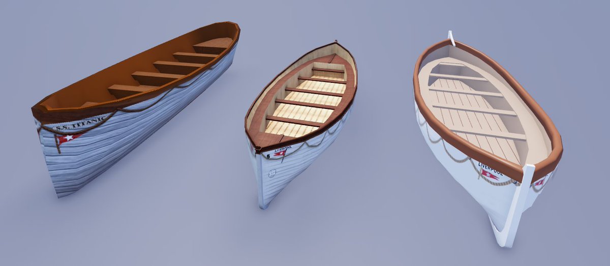 TheAmazemanRBLX's tweet photo. Evolution of Roblox Titanic lifeboats
1) 2009
2) 2013
3) 2016 - @Inyo22RBLX 
4) 2018 - Inyo
5) 3.0 - @Mistertitanic33 https://t.co/EHZQNucySo