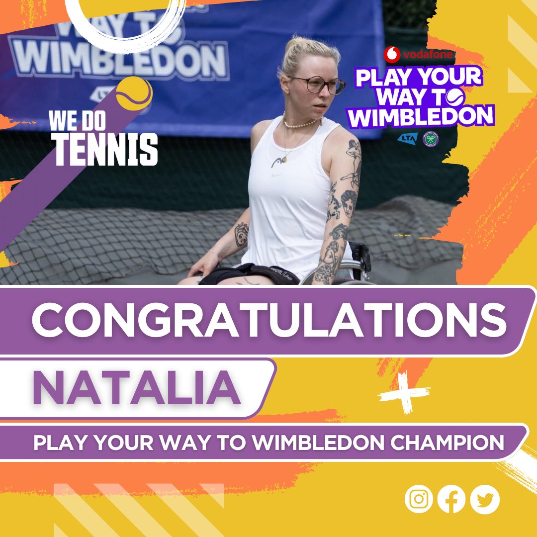 wedotennisuk's tweet photo. WIMBLEDON CHAMPION 🏆

WDT player Natalia Liszewska won the Play Your Way to Wimbledon National Finals on Saturday.

What an achievement! 🥇🎾

@WDT4Disability @RGKWheelchairs @ActiveLancs @TennisLancs @DanMaskellTrust @TBS_Stringing https://t.co/rLT0uwoymO
