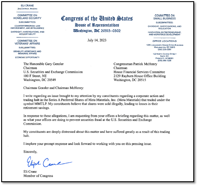 PaulusGreatus's tweet photo. U.S. House of Representatives – MMTLP Outreach (8 of 9)
@RepAdamSchiff @RepSchneider @RepScholten @RepKimSchrier @RepDavid @repdavidscott @AustinScottGA08 @BobbyScott @RepKeithSelf @PeteSessions @RepTerriSewell @BradSherman @RepSherrill @CongMikeSimpson @RepSlotkin @RepAdamSmith @RepAdrianSmith @RepJasonSmith @RepSmucker @RepEricSorensen @RepDarrenSoto @RepSpanberger @RepSpartz @Rep_Stansbury @RepGregStanton @RepPeteStauber @RepSteel @RepStefanik @RepBryanSteil @RepGregSteube @RepHaleyStevens @RepChrisStewart @RepStricklandWA @RepDaleStrong @RepSwalwell @RepEmiliaSykes @RepMarkTakano @RepTenney @RepShriThanedar @BennieGThompson @CongressmanGT @RepThompson @RepTiffany @RepTimmons @repdinatitus @RepRashida @RepJillTokuda @RepPaulTonko @NormaJTorres @RepRitchie

#MMTLP had sent over 40,000 letters to #Congress and the #Senate with an outcry of “Foul Play” by #FINRA and the #SEC.

Additionally, countless phone calls have been made to both #Congress and the #Senate (by #MMTLP Shareholders) asking for their assistance in being “HELD HOSTAGE BY #FINRA for 249 DAYS” and counting!

A handful of members from both #Congress and the #Senate have heard our cries and have responded accordingly after doing their own due diligence from the facts the #MMTLP Community had provided to them.

Attached, please find FOUR LETTERS (3 from Congresspersons and 1 from a Senator):

LETTER 1 (dated 7/14/23)
Congressman Eli Crane (Arizona)
Sent to the #SEC Chairman (Mr. Gary Gensler) and the Chairman of the House Financial Services Committee (Congressman Patrick McHenry). Requested a briefing from both offices regarding allegations of MMTLP shares being sold illegally (leading to losses in his Constituent’s retirement savings).

LETTER 2 (dated 7/28/22)
15 CONGRESSMEN (see attached signatures)
Sent to the #SEC Chairman (Mr. Gary Gensler). Requested a review of the activities surrounding the #MMTLP Market Events.

LETTER 3 (dated 8/1/23)
Congressman Russ Fulcher (Idaho)
Sent to Mr. Christensen (a #MMTLP Shareholder Constituent). A Congressional Inquiry into the #SEC has been placed!

LETTER 4 (dated 8/1/23)
Senator Mark Warner (Virginia)
Sent to Colleen (a #MMTLP Shareholder Constituent). The #SEC will be contacted on her behalf!