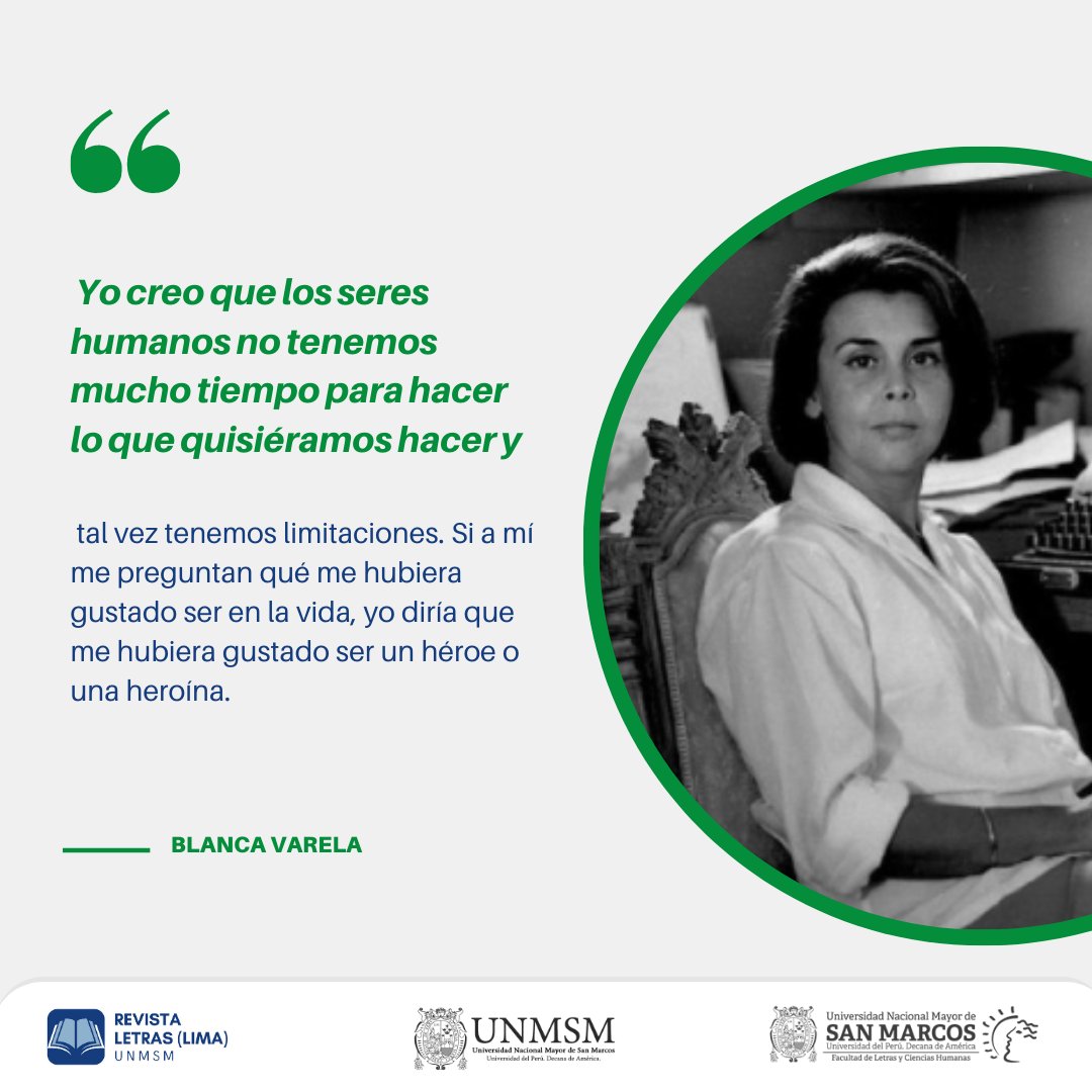 ✍️Una frase de la poeta peruana Blanca Varela para entender su forma de pensar y sentir (1926- 2009).  
#BlancaVarela #FrasesDelDia