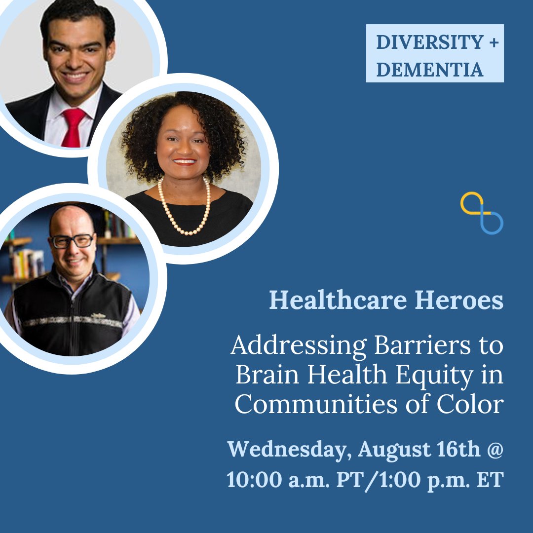 This Wednesday, August 16th, at 10:00 a.m. PT/1:00 p.m. ET, @charles_windon, @jballs1908 and Dr. Jordan P. Lewis will join us to discuss barriers to #BrainHealth equity in communities of color. RSVP here to learn more 👇 bit.ly/45prjsL #Dementia #Alzheimers #LiveTalk