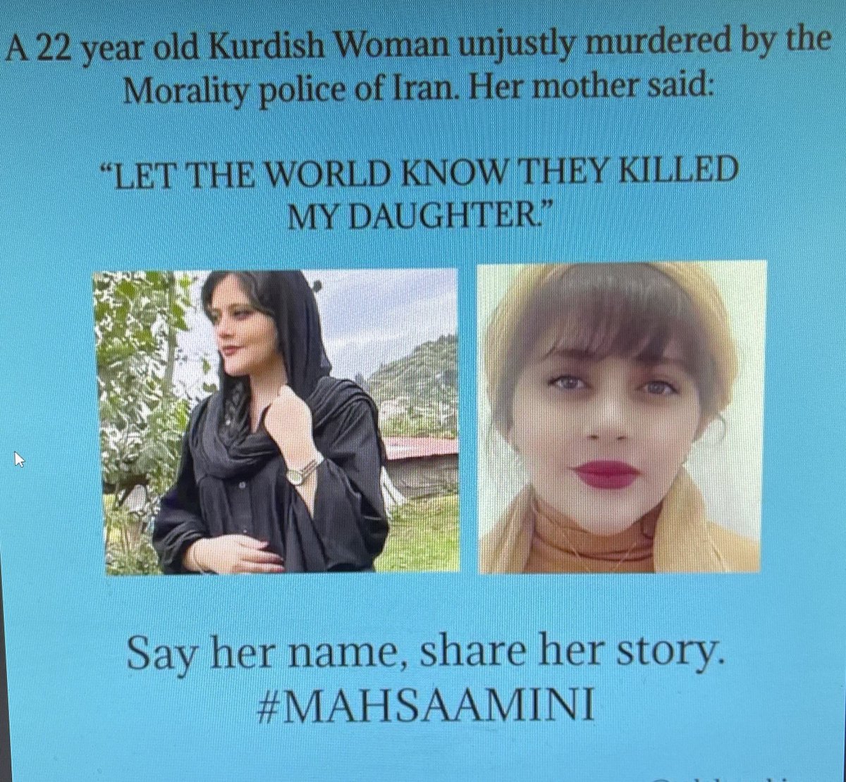Wat misdadig regime van #Iran het liefst wil is dat wij zwijgen, dat er geen aandacht is voor hun gruweldaden. Want dan gaan zij ongestoord door. Maar we moeten LAWAAI maken; temeer omdat men weer massaal de straat op wil ivm sterfdag #MahsaAmini. Wees hun stem. #WomanLifeFreedom