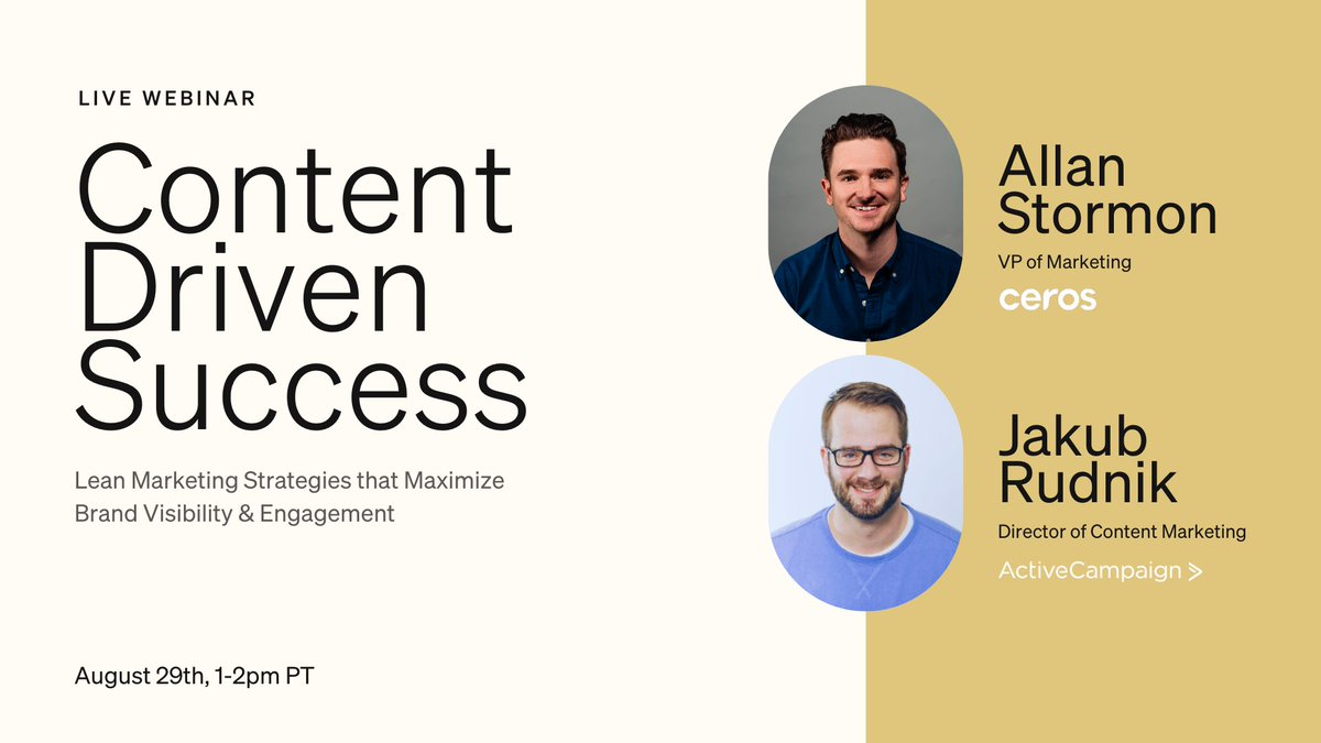 🚀 Unlock Content Success! Crafting engaging content that delivers results can be tricky. Discover the 🔑s in our upcoming webinar, 'Content Driven Success' with leaders from <a href="/Ceros/">Ceros</a> and <a href="/ActiveCampaign/">ActiveCampaign</a> 👉app.experiencewelcome.com/events/kluqKv/…
 #MarketingWebinar #ContentMarketing