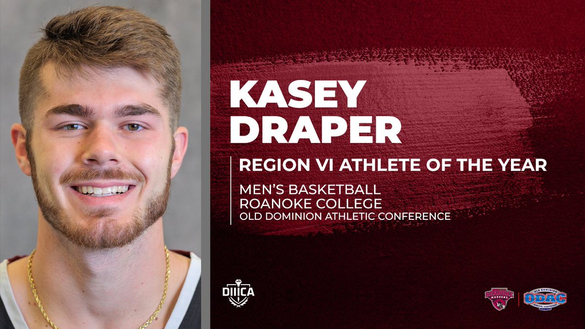 RCmaroons's tweet photo. 🚨 Special Award Alert! 🚨 Recent @RoanokeMBB graduate Kasey Draper has been named the @D3Commissioners Region VI Men's Student-Athlete of the Year! He now advances to the national ballot! 

Check out the full story on https://t.co/BPXz6Ezqw2 #GoNoke https://t.co/uqSCSiPIDO