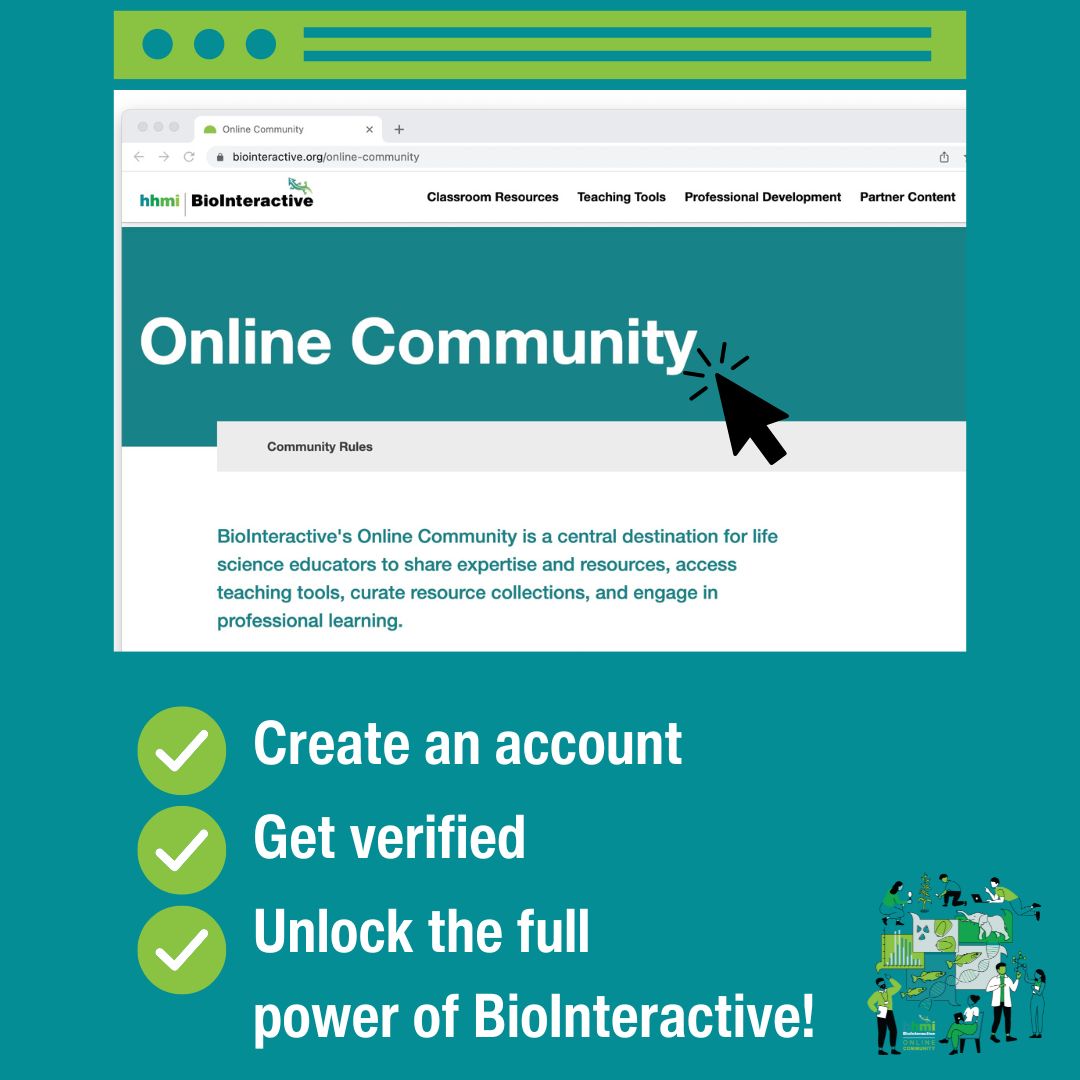 ICYMI: We launched our Online Community! This Community features discussion groups, an Educator Resource Library, and a suite of instructional tools. So create an account, get verified, and unlock the full power of BioInteractive! biointeractive.org/online-communi…