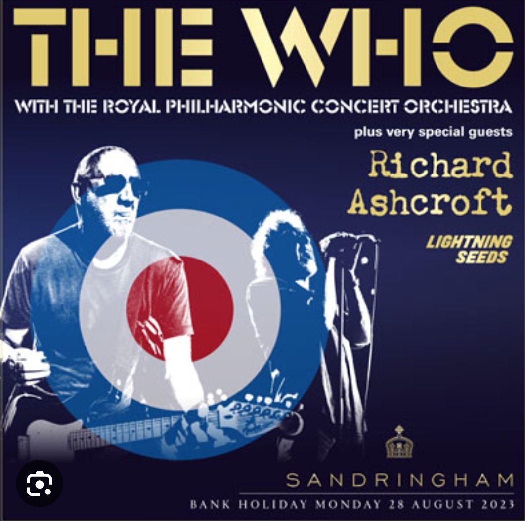 Two tickets plus campervan pitch for sale for #thewho at #Sandringham on 28 Aug. DM for info. #richardashcroft #lightningseeds #bankholiday