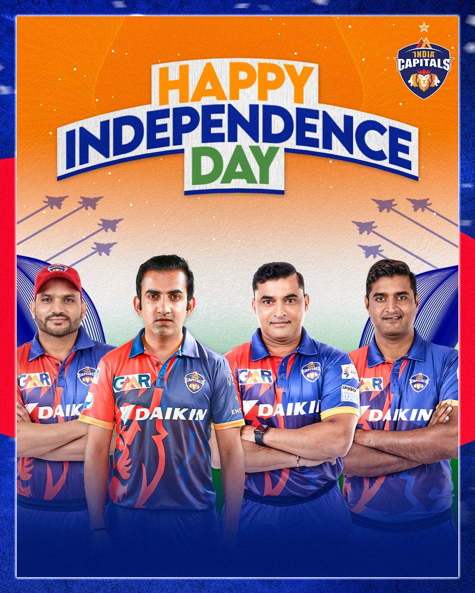 A 𝐋𝐄𝐆𝐄𝐍𝐃ary day for a 𝐋𝐄𝐆𝐄𝐍𝐃ary nation 🫡 Everyone at India Capitals would like to wish our #CapitalsFamily a very Happy #IndependenceDay 🇮🇳🙌 #IndiaCapitals #LegendsAssemble #RukengeNahi @GautamGambhir @legytambe