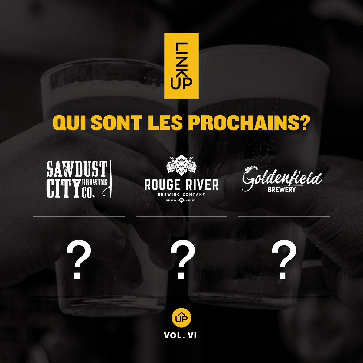 LinkUpBeer's tweet photo. Half way already? These series go faster every time. @sawdustcitybeer, @RougeRiverBrew and newcomers Goldenfield Brewery delivered fantastic Link Up beers so far - so the question is, who's up next in Week 4? 🤔 Hint: We're switching provinces! https://t.co/q3nb6HDOc8