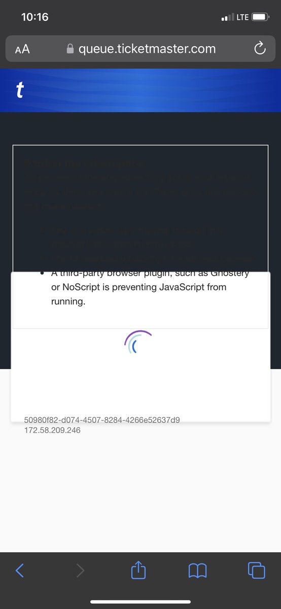 vanessaxlynn's tweet photo. @ILLENIUM @Ticketmaster ticket page has been stuck on this https://t.co/T6XbNPWCVg