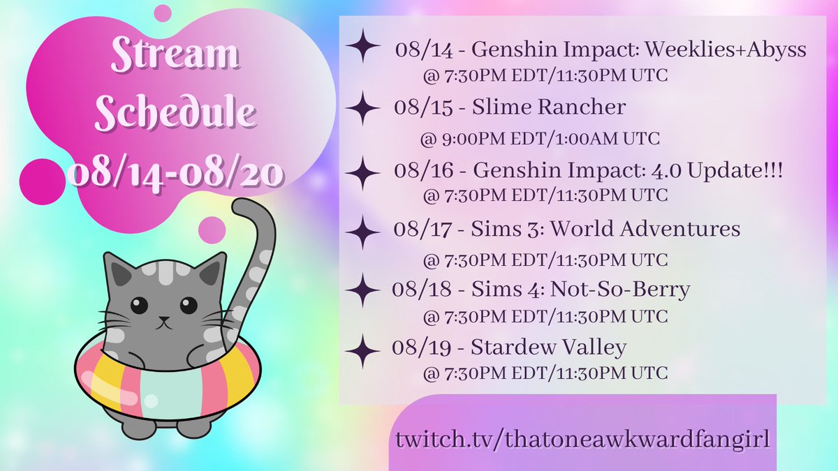 lovingyachi's tweet photo. Fun week of streams ahead of us!! Can you believe we're about to get Fontaine??
#GenshinImpact #SlimeRancher #TheSims3 #TheSims4 #StardewValley #smallstreamer #twitchaffiliate 
https://t.co/KAat1bsxqD https://t.co/M2A4rMVQlb