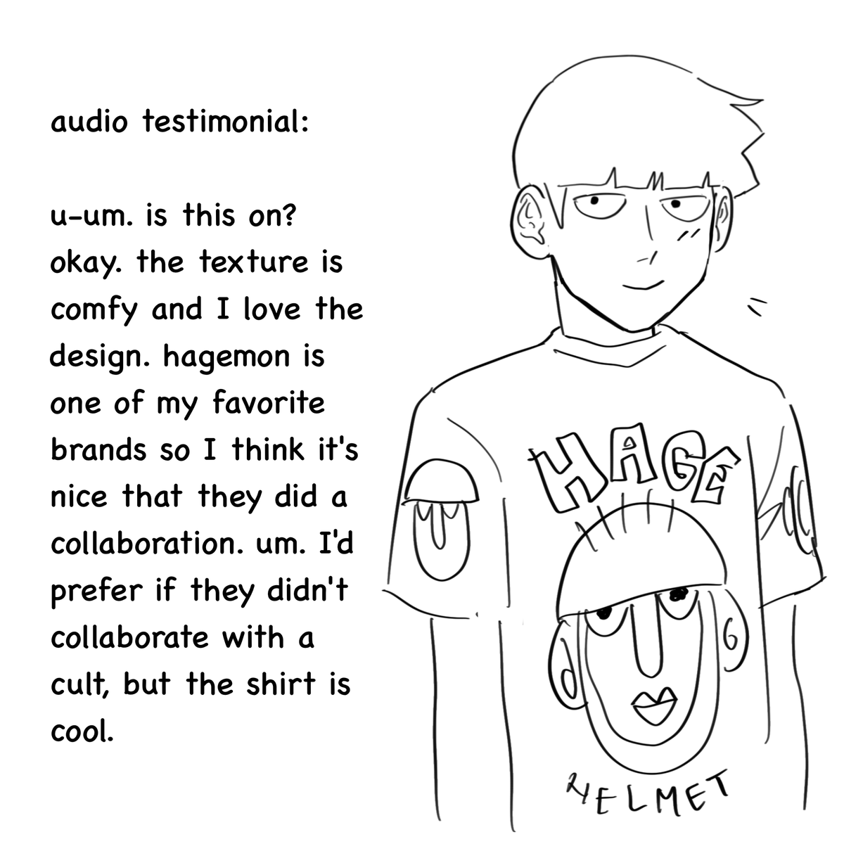 Yet another glowing review! This time, from user <a href="/shigeofrogs/">Shigeo Kageyama</a> (Somehow, I get the feeling that I know them from somewhere. Oh well) Make sure to pay the price, Sir Kageyama!

What are you waiting for, get your own HAGExHELMET shirt now! 🙈🙉🙊 #mp100