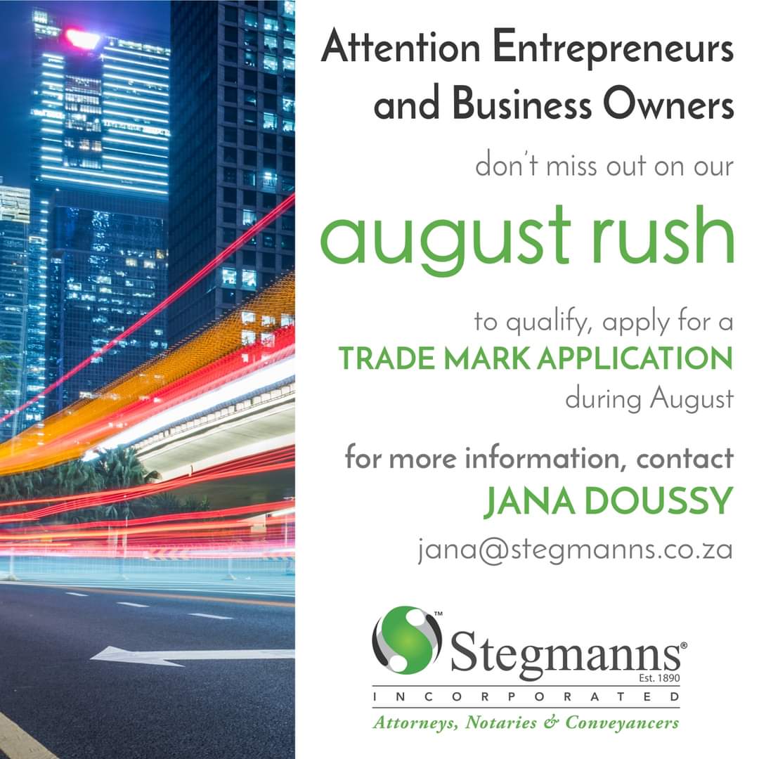 Submit your business plan and stand a chance to win a trade mark application!

#augustrushpromotion #supportinglocalbusiness #Intellectualproperty #stegmanns