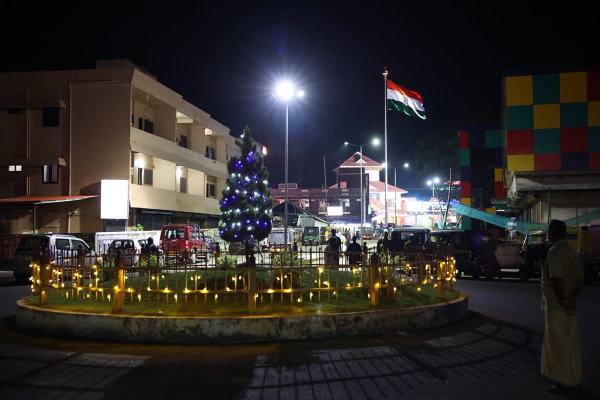 A striking view of Palakkad Railway Station as it illuminates with regal lighting, heralding the arrival of the 77th #IndependenceDayIndia.