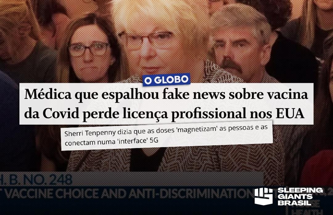 📢 Uma médica nos EUA que espalhava que a vacina transformava você em uma antena de transmissão 5G (????) teve sua licença cassada

Ela também foi uma das pessoas que propagou a fake news de que, após tomar a vacina, coisas de ferro grudariam em você. No entanto, foi descoberto