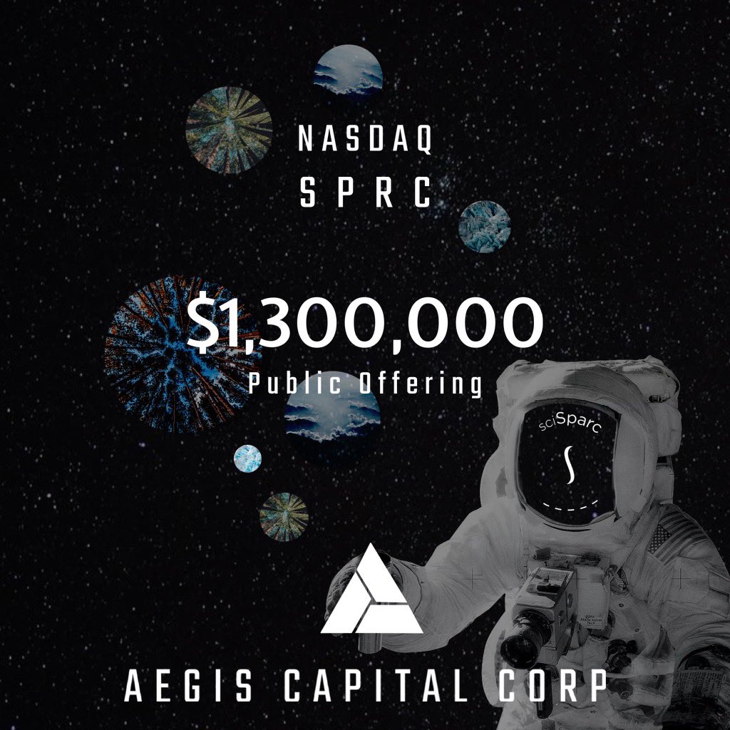 AegisCapCorp's tweet photo. SciSparc Ltd. (Nasdaq: SPRC) Closes $1.3 Million Underwritten Public Offering 
 
Aegis Capital Corp. acted as the sole book-running manager for the Offering.
 
For more info:  
https://t.co/cNPWGhORl6

#aegis #aegiscapital #investmentbanking #nasdaqglobalmarket #sprc #SciSparc https://t.co/TxKECKJoFa