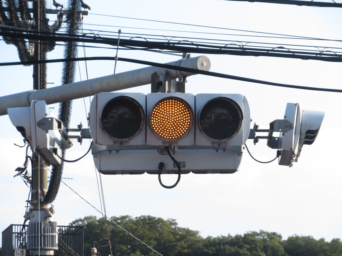 Mattan_Signal's tweet photo. 8/5 栃木県足利市通 電材薄型 懸垂設置②
車灯2 信号電材 2010年(平成22年)10月製造 1H303L
製造番号 1009888
→この電材薄型の懸垂設置は、常時通常���御ではなく夜間(23:00～早朝頃?)のみ点滅制御となっております。県道5号と市道が交わる交差点ではあるものの、夜間の交通量はかなり少なめでした…() https://t.co/TGYEbIePwd