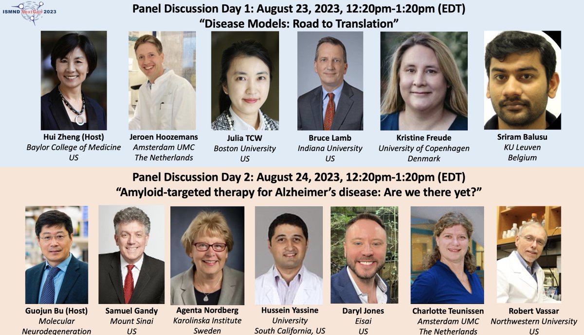 Designed to give early-career researchers more exposure to the dynamic research frontlines, NextGen 2023 will host two panel discussions from 12:20-1:20pm EDT Aug 23: Disease Models: Road to Translation Aug 24: Amyloid-targeted therapy for Alzheimer’s disease: Are we there yet?