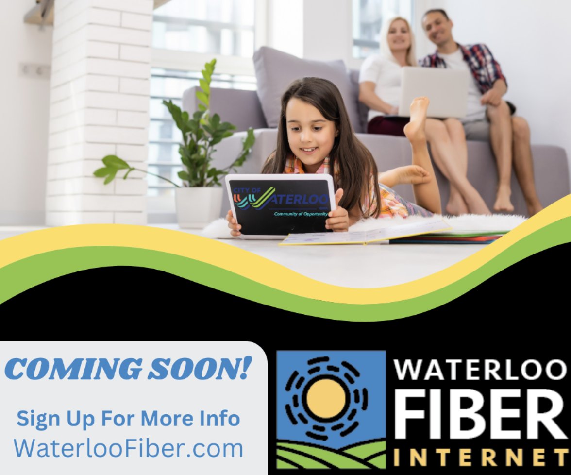 Waterloo Fiber covers your family for all your internet activities – browsing, working from home, and streaming your favorite shows. Stay connected and stay local with the new Waterloo Fiber Internet. COMING FALL 2023!
<a href="/WaterlooIowa/">City Of Waterloo IA</a> 
Visit WaterlooFiber.com 
#waterloofiber