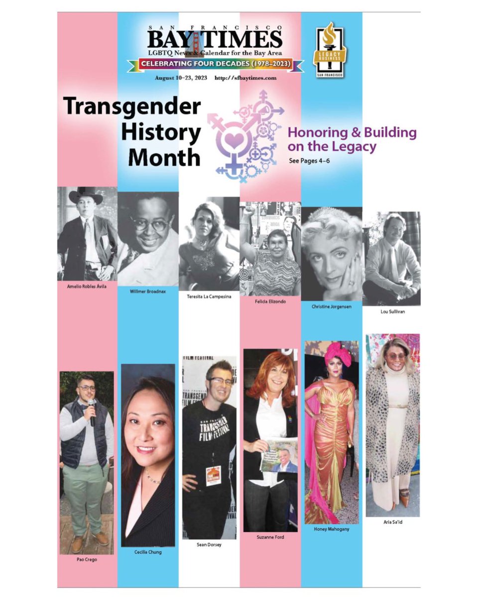 WOW, so honored to join the cover of <a href="/SFBayTimes/">Bay Times</a> for #TransgenderHistoryMonth Shoutout to the Transcestors and this gorgeous trans community who inspires me and so many to continue dreaming, resisting, and creating  ❤️

 sfbaytimes.com/about-our-cove…