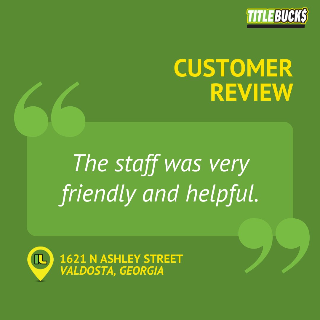 The #TitleBucks team in #Valdosta #Georgia is here when you need them. Visit the associates today at 1621 N Ashley Street in Valdosta.