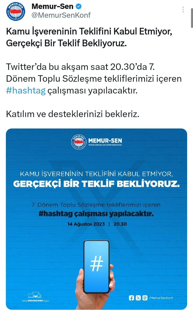 farukcetinTR's tweet photo. 📌YETKİLİ KONFEDERASYONUN EYLEMİ #HASHTAGE ETKİNLİĞİ ORGANİZE ETMEK, TWEET ATMAK.
▪️Her işi çözen etkili ve yetkili olan ve ayrıca 1 milyon üyesi olan konfederasyon eylem kararı aldı. Almış olduğu eylem kararı ise twitter #hashtag çalışması.
▪️Kamu çalışanlarına sesleniyoruz. Örgütlü gücünü tweet etkinliği yapan ve 6 dönemdir #enflasyon altında kalacak artışlara imza atan yetkili konfederasyona bağlı sendikaları ne zaman terk edeceksiniz.
▪️Unutmayın örgütlü gücünü kullanamayan sendika talep ettiğini alamaz!
▪️Sizleri ancak ve ancak siyasi bağımsız sendikalar temsil eder. Bağımsız Diyanet-Sen sizi temsil eder, teslim etmez.
#bagimsizdiyanetsen #memur #maaş