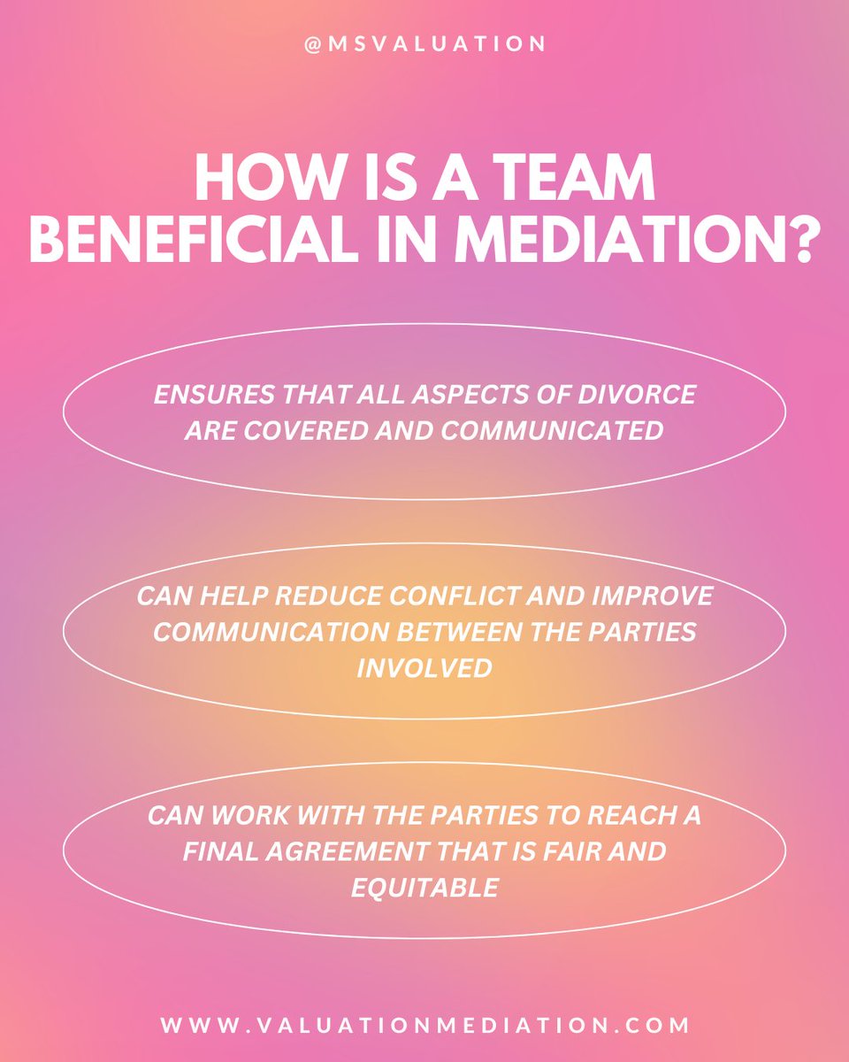 Mediation is not a one-man or one-woman process. Hiring a skilled team for mediation brings a multitude of benefits. #divorcemediation #familylaw #cdfa #financialplanner