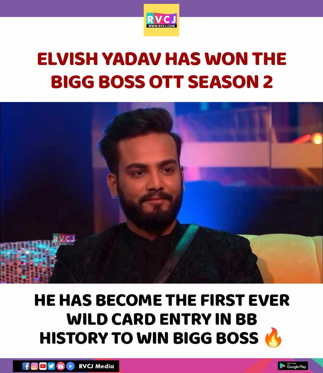 RVCJ_FB's tweet photo. Congratulations! Elvish Yadav!
#ElvishYadav𓃵 
#BBOTT2GrandFinale
#BiggBossOTT2Finale https://t.co/R7dhu70bnC