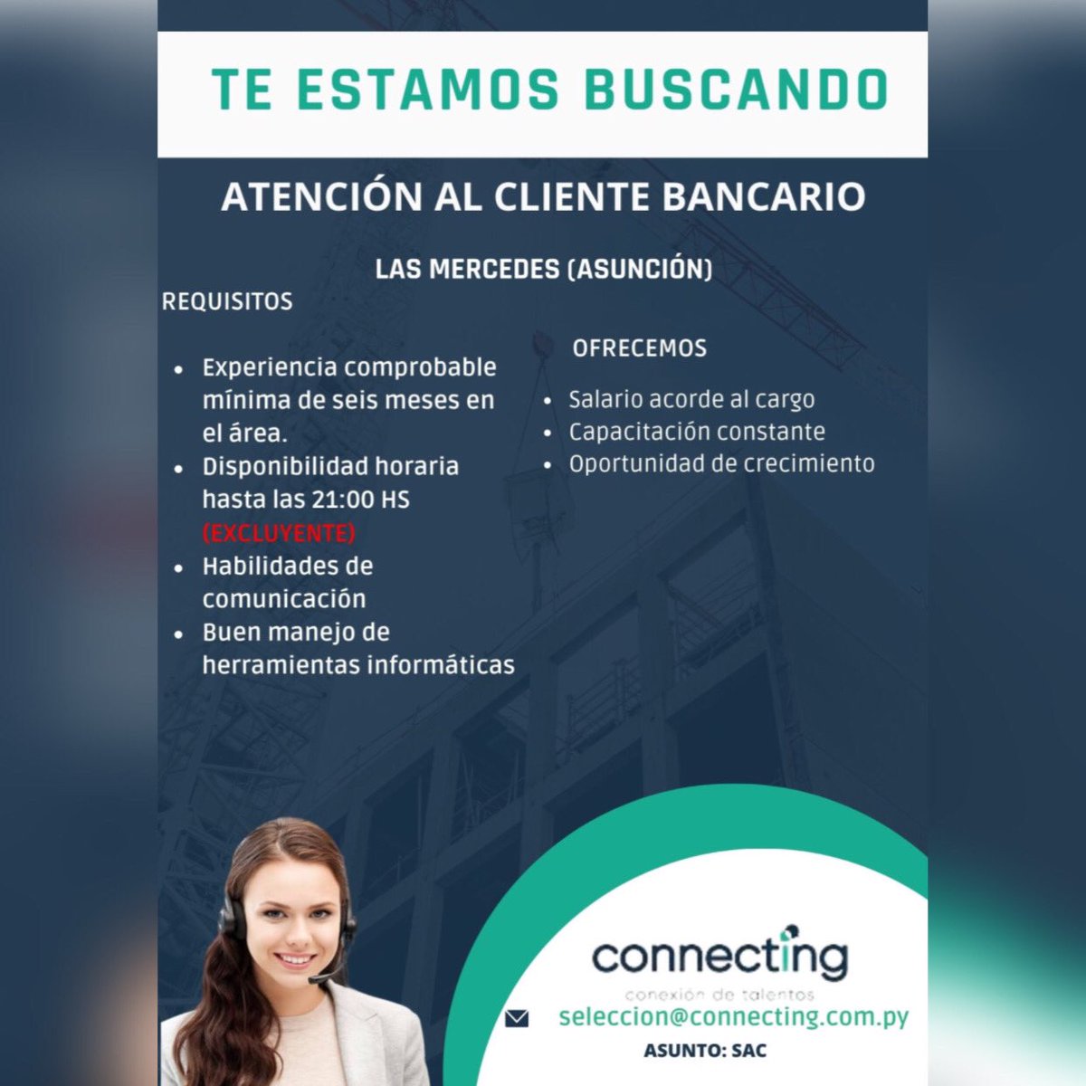 ¡Atención al cliente bancario! 

Te estamos buscando! Envíanos tu CV hoy mismo y se parte de esta gran familia 

#experiencias #atc #banco #sac #operador