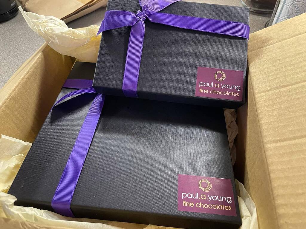 tje's tweet photo. One last delivery from @paul_a_young :( - thanks for all the sea salted caramels and brownies @paulyoungchef @jamescronin #instatje https://t.co/RAZ5BK0tGw
