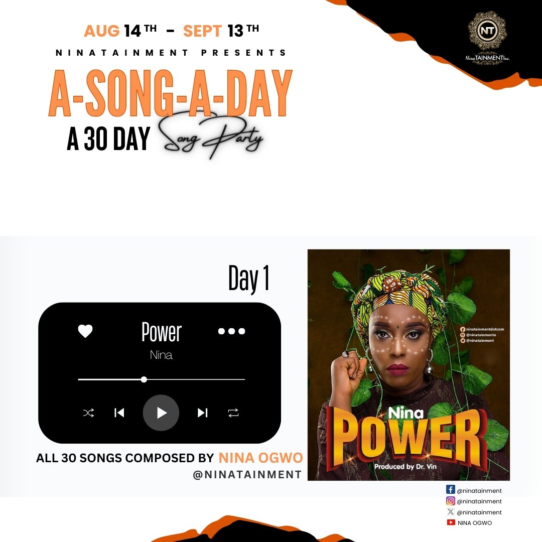 ninatainment's tweet photo. POWER 
#asongaday
Day1

POWER by Nina

https://t.co/gb5pL0QNqF

#ninas30daysongparty 
#ninassongparty 
#ninatainment https://t.co/JGYcVDJohk