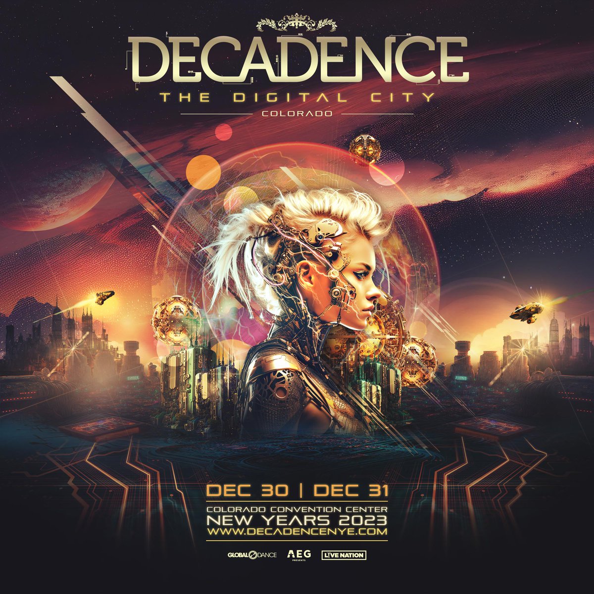 DecadenceNYE's tweet photo. 🚨 SAVE THE DATE 🚨

We're back in the Digital City this December 30th and 31st as Decadence makes its return to the Colorado Convention Center this NYE season 🥂

RSVP here for more details ⏩ https://t.co/MgMccOAUcX https://t.co/sGAgI9sFpE