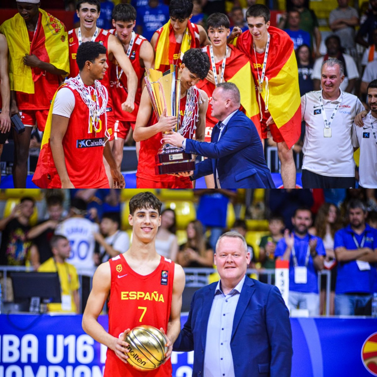 Fékk þann heiður að afhenda Spánverjum verðlaun sín þegar þeir urðu Evrópumeistarar U16 drengja í gær sunnudag en A deildin var spiluð í Skopje í Makedóníu #korfubolti