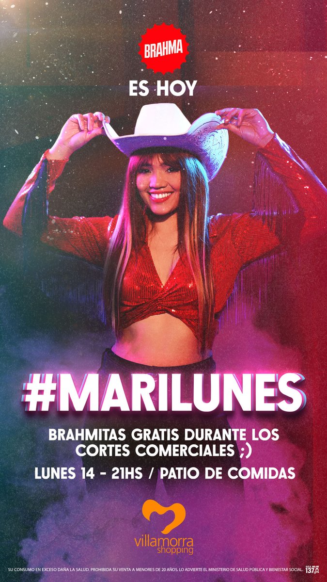 Hoy es MARILUNES 🤠✨Te esperamos para disfrutar de la serie en pantalla gigante en nuestro patio de comidas con brahmita gratis  <a href="/Brahma_Py/">Brahma</a>  🍻🤠🎤
#MariLunes #marilinalaserie #marilina