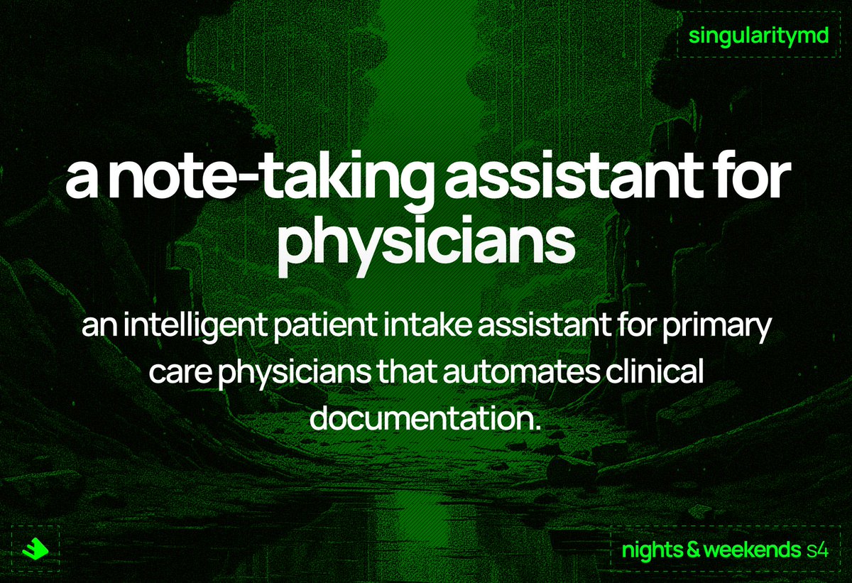 Excited to be building SingularityMD with <a href="/_buildspace/">buildspace</a> and everyone in s4! cc:<a href="/_nightsweekends/">nights & weekends</a> <a href="/FarzaTV/">Farza 🇵🇰🇺🇸</a>