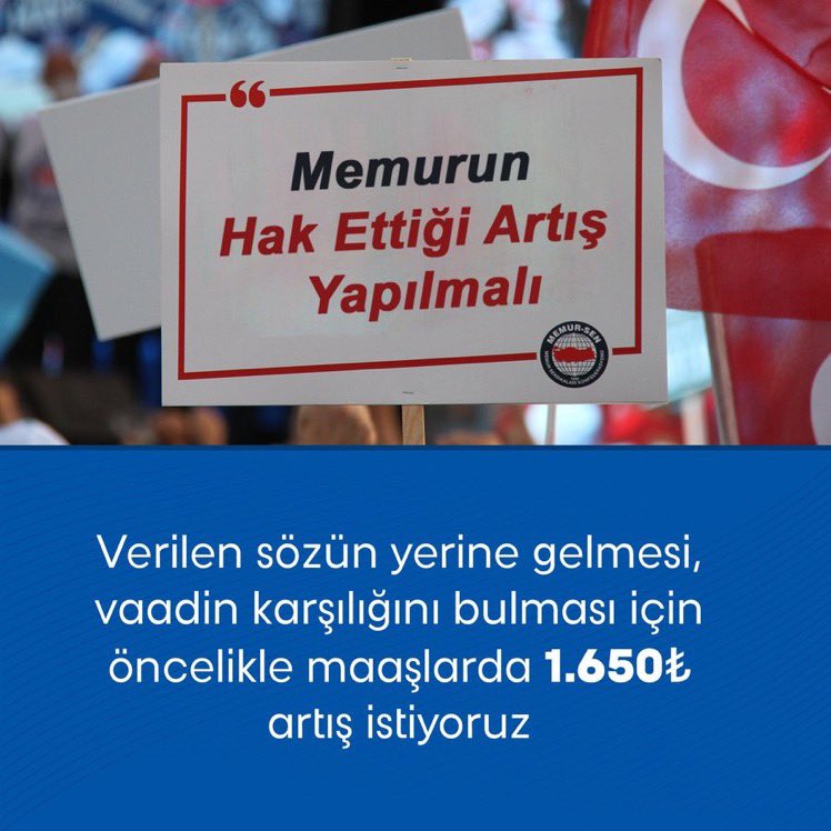 Kamu İşvereninin Teklifini Kabul Etmiyor, Gerçekçi Bir Teklif Bekliyoruz.

Kamu görevlileri olarak Cumhurbaşkanımız Sn. <a href="/RTErdogan/">Recep Tayyip Erdoğan</a>'ın 22.000 ₺ vaadinin karşılığını bulması için önce eksik uygulanan 1.650 ₺'nin tazmin edilmesini istiyoruz.

#MemurGerçekçiTeklifİstiyor