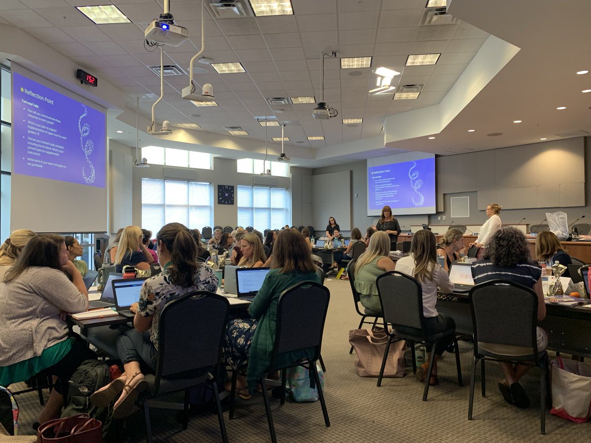 Jenn Ralston, <a href="/FCPSMrsHalvis/">Lisa Halvis</a> and <a href="/FCPSAccelerates/">Kelly Denti</a> are discussing all the exciting resources for students with Elementary Literacy Specialists.